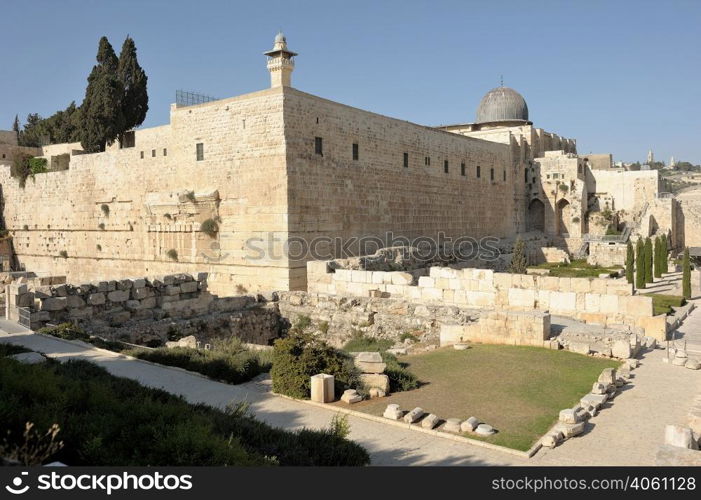 Ancient walls of the old city in Jerusalem. Walls of Jerusalem