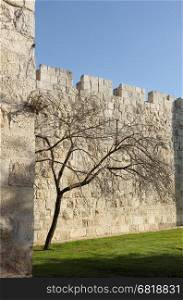 Ancient walls of the old city in Jerusalem. Walls of Jerusalem