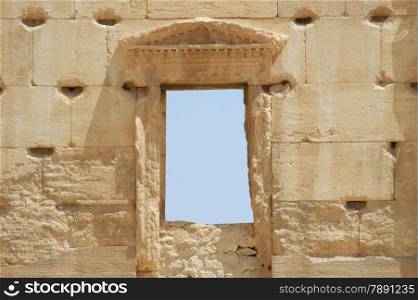 Ancient window, Palmyra ruins, Syria