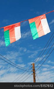 and the cloudy sky in oman waving flag