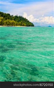 Andaman Sea in Thailand, clear water at sunny day