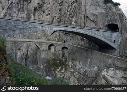 Andermatt Devil bridge in Switzerland