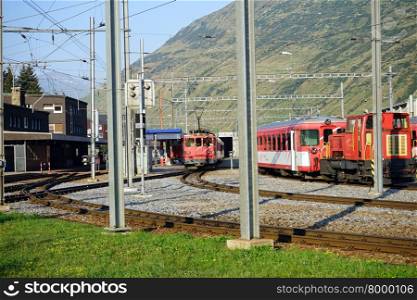ANDERMATT, SWITZERLAND - CIRCA AUGUST 2015 Railway station