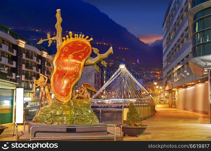 Andorra la Vella sunset Salvador Dali Noblesse du Temps sculpture in Pyrenees