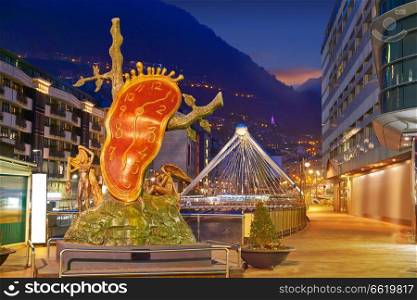 Andorra la Vella sunset Salvador Dali Noblesse du Temps sculpture in Pyrenees