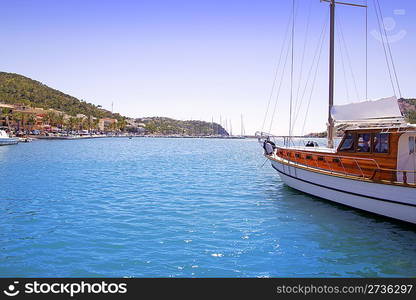 Andratx port in Mallorca Balearic island view from sailboat