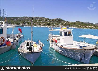 Andratx port marina with llaut boats in Mallorca balearic islands