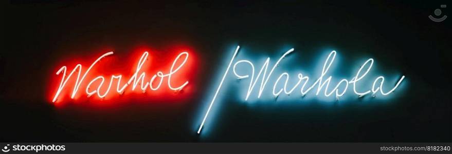 Andy Warhol - Warhola neon inscription name. Legend artist, painting, collection. High quality photo. Andy Warhol - Warhola neon inscription name. Legend artist, painting, collection