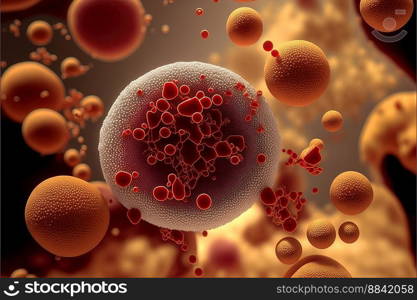 Anemia under microscope view. illustration created by generative AI