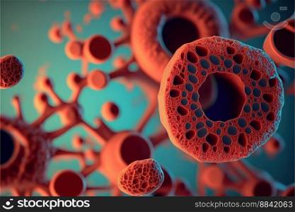 Anemia under microscope view. illustration created by generative AI