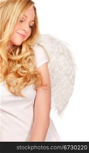 angel blond woman isolated on white background