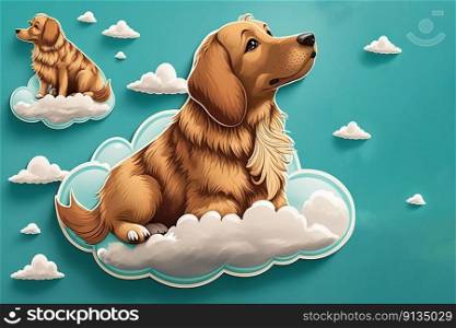 Angel Dog on Cloud in Heaven After Departed From Human World  Created with Generative AI Technology