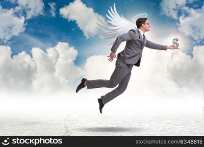 Angel investor concept with businessman with wings