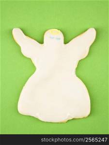 Angel sugar cookie with decorative icing.