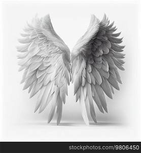 angel wings isolated on white background. Illustration AI Generative 