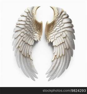 Angel wings isolated on white. Illustration Generative AI