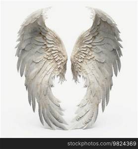 Angel wings isolated on white. Illustration Generative AI