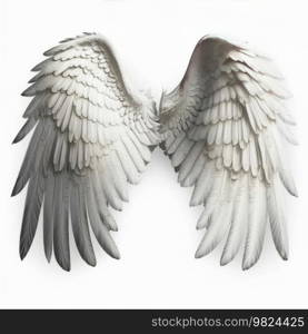 Angel wings isolated on white. Illustration Generative AI