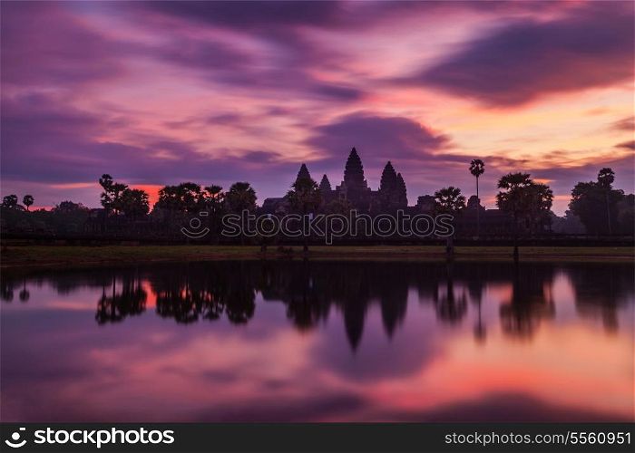 Angkor Wat - famous Cambodian landmark - on sunrise. Siem Reap, Cambodia