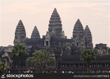 Angkor Wat, part of Khmer temple complex, popular among tourists ancient landmark and place of worship in Southeast Asia. Siem Reap, Cambodia.