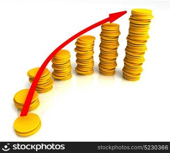 Angled Coin Stacks Showing Increasing Profit Growth Success