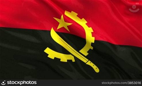 Angola Nationalflagge im Wind. Endlosschleife.