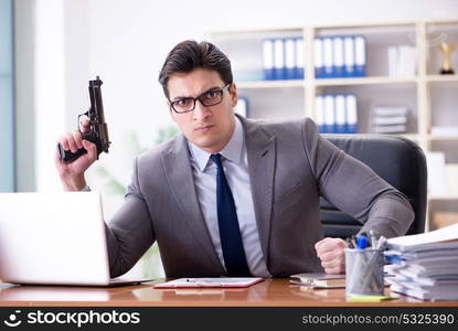 Angry aggressive businessman in the office