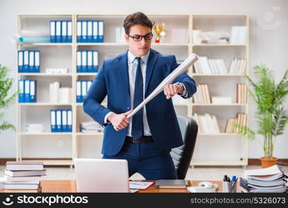 Angry aggressive businessman in the office