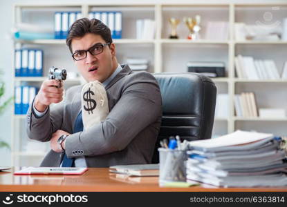 Angry aggressive businessman in the office