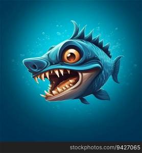 Angry Barracuda Cartoon Character on White Background. Generative ai. High quality illustration. Angry Barracuda Cartoon Character on White Background. Generative ai