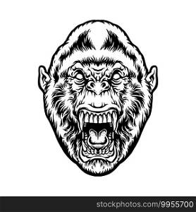 Angry beast gorilla head Silhouette illustrations for your work Logo, mascot merchandise t-shirt, stickers and Label designs, poster, greeting cards advertising business company or brands. 