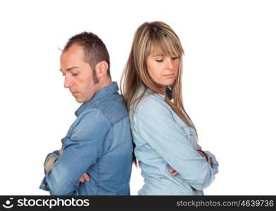 Angry boyfriends fought isolated on white background