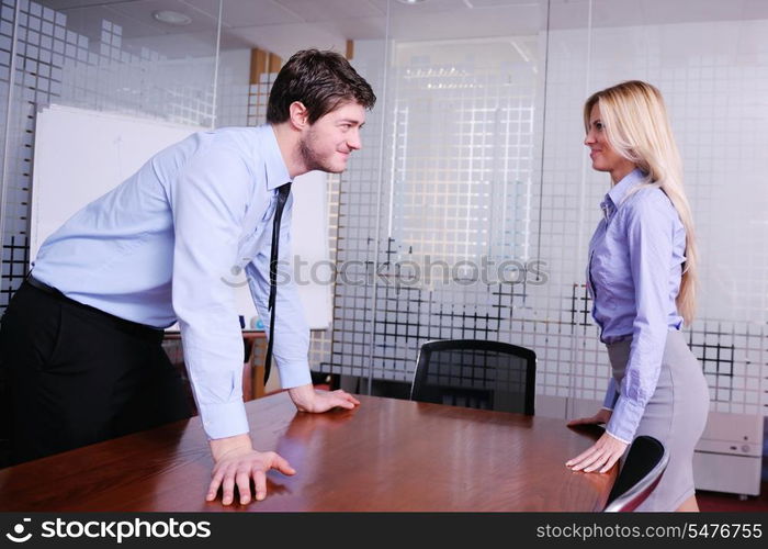 Angry business man screaming at employee in the office