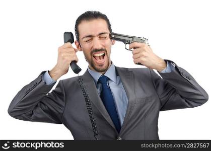Angry businessman killing the phone