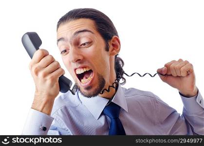 Angry businessman on the phone