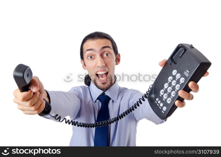 Angry businessman on the phone