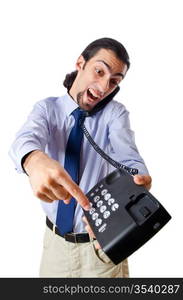 Angry businessman on the phone