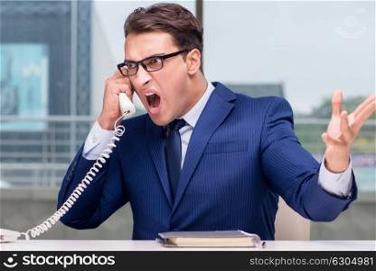 Angry call center employee yelling at customer