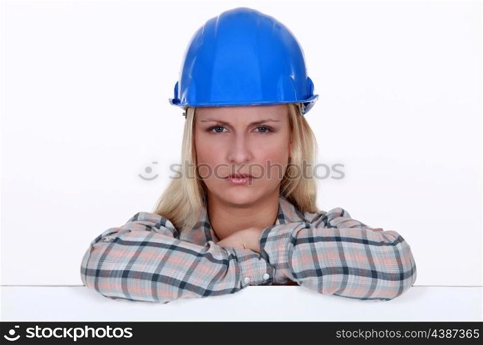 Angry female construction worker