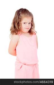 Angry little girl isolated on a white background
