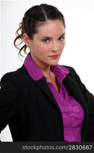Angry looking businesswoman