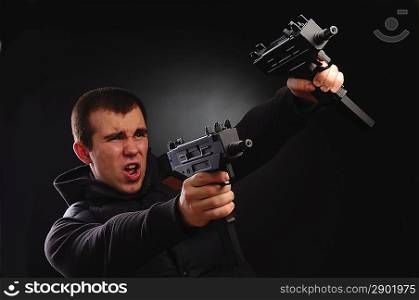 Angry man with gun