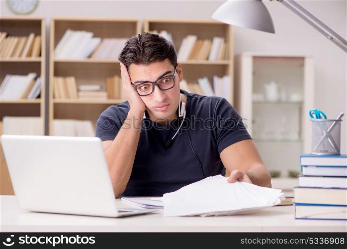 Angry man with too much paperwork to do