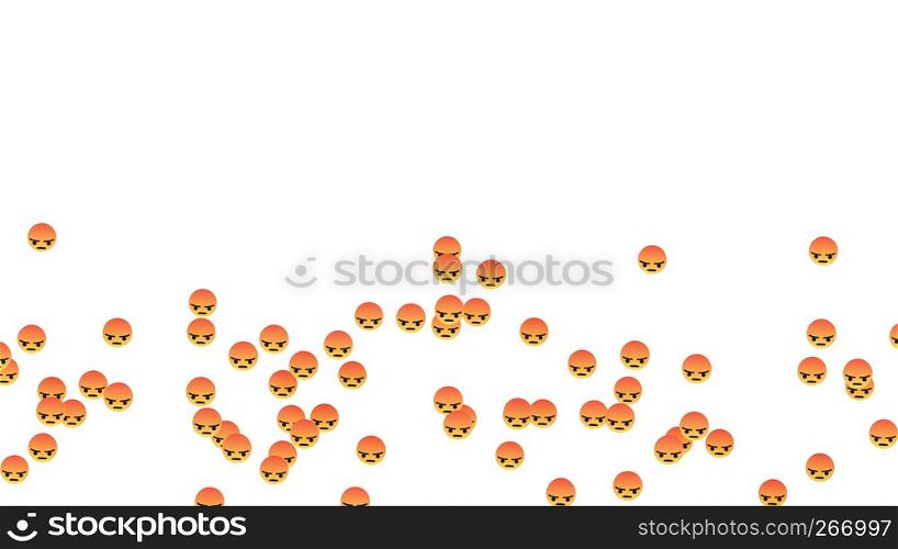 Angry reaction icon on Facebook live video isolated on white background, Furious icon. Social media network marketing on application. 3d abstract illustration