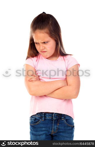 Angry small child isolated on a white background