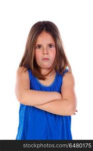 Angry small child isolated on a white background