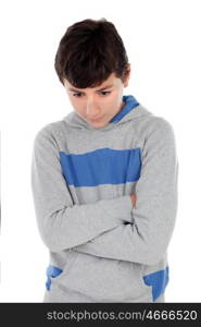 Angry teenager boy isolated on a white background