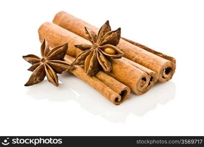 anice and cinnamon isolated