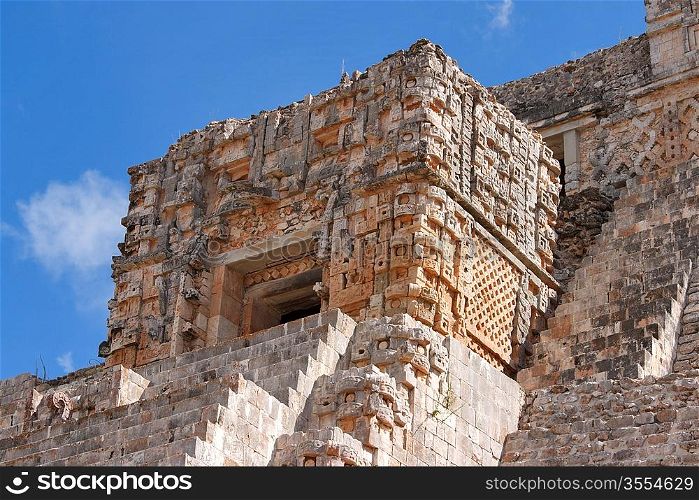 Anicent mayan pyramid in Uxmal, Mexico