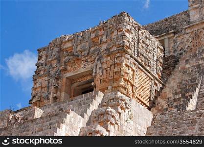 Anicent mayan pyramid in Uxmal, Mexico